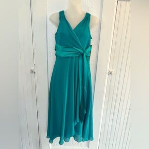 Teal Midi Dress with Bow Detail